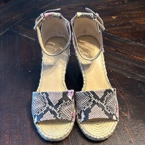 Vince Camuto Snakeskin Espadrilles with Pink Accents